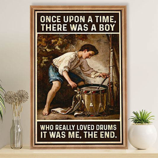 Drumming Poster There Was A Boy Who Really Loved Drums | Wall Art Gift for Drummers
