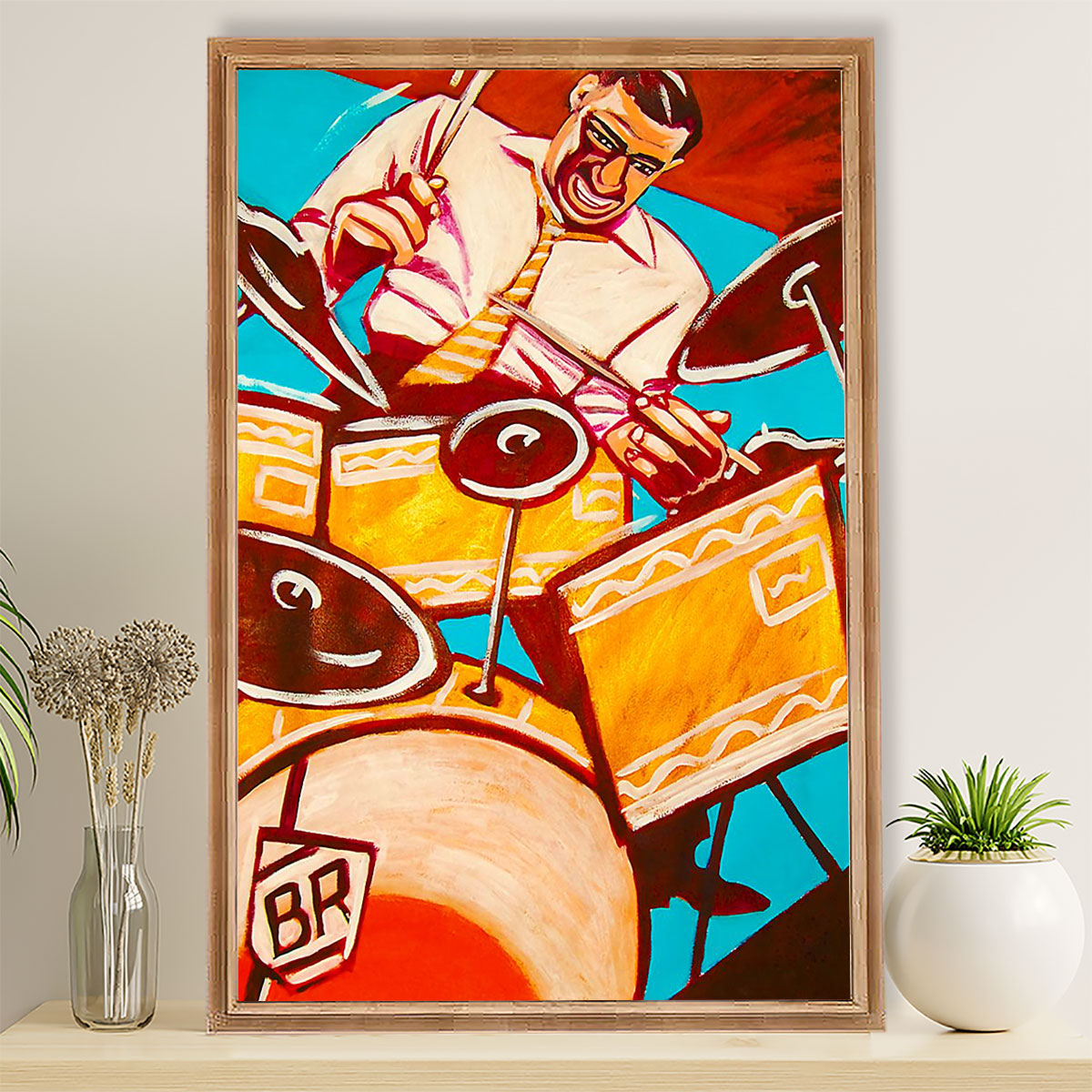 Drumming Canvas Drummer Art Painting | Wall Art Gift for Drummers
