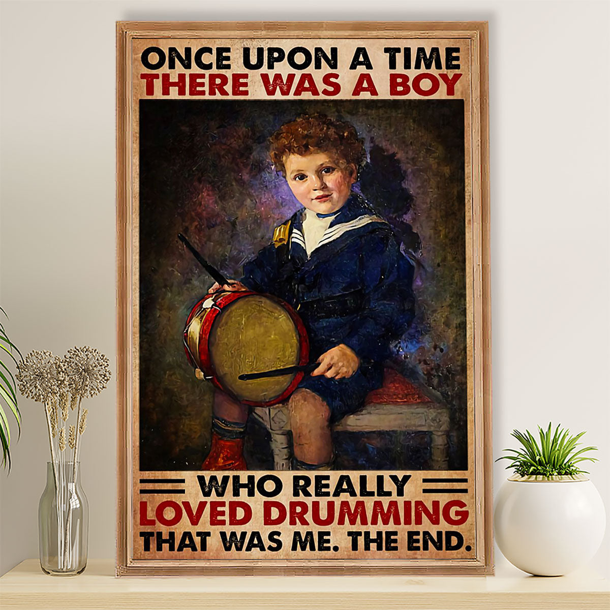 Drumming Canvas There Was A Boy Who Really Loved Drumming | Wall Art Gift for Drummers