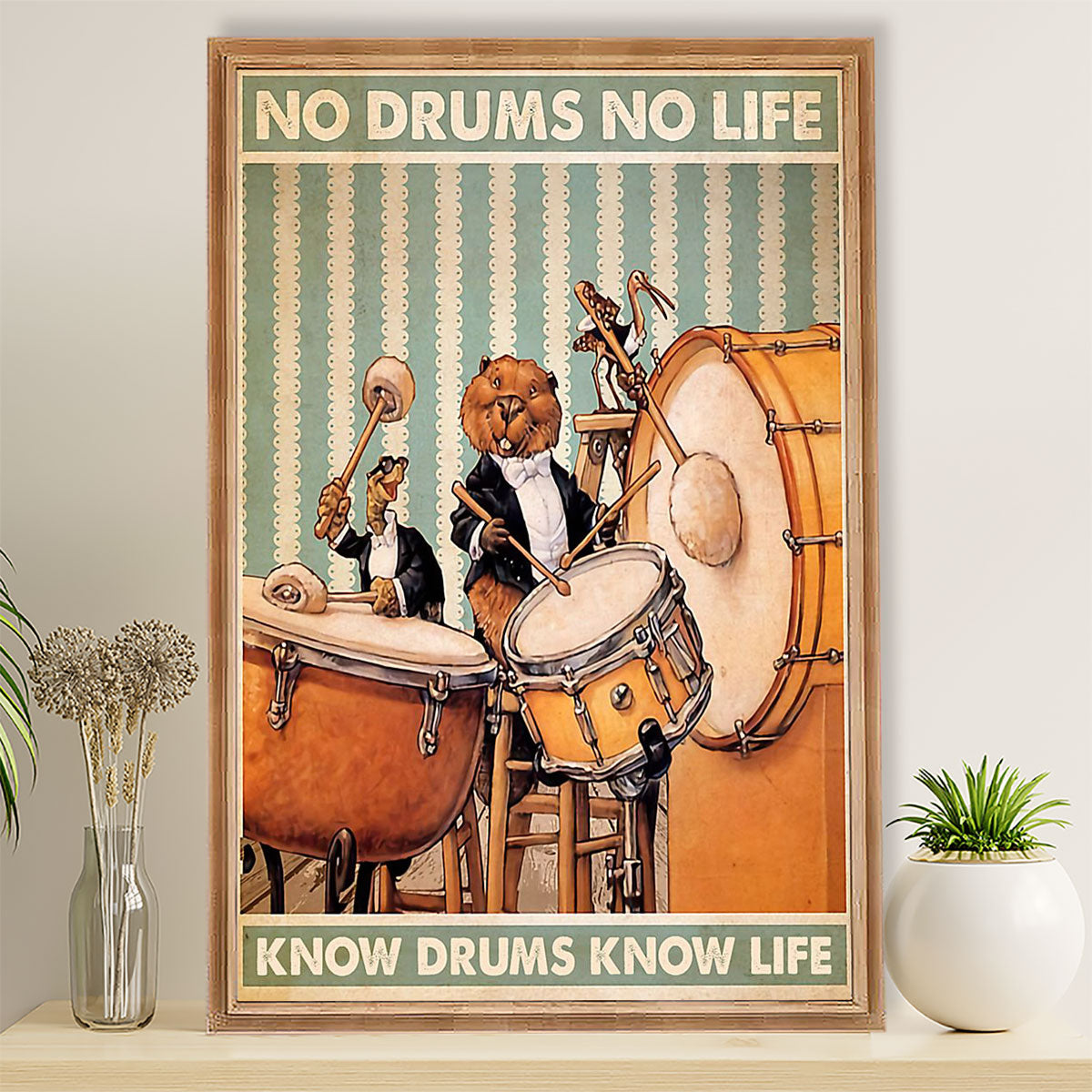 Drumming Canvas No Drums No Life - Know Drums Know Life | Wall Art Gift for Drummers