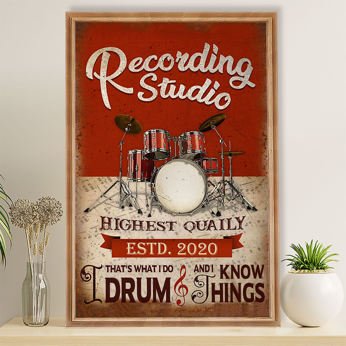 Drumming Poster Recording Studio - Highest Quality | Wall Art Gift for Drummers
