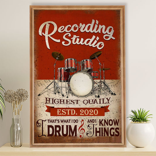 Drumming Poster Recording Studio - Highest Quality | Wall Art Gift for Drummers