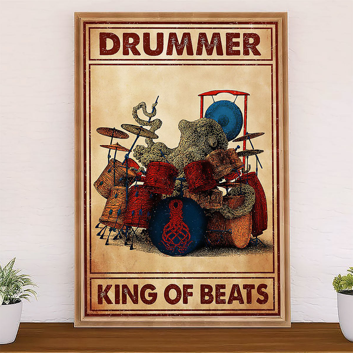 Drumming Canvas Drummer King Of Beats | Wall Art Gift for Drummers