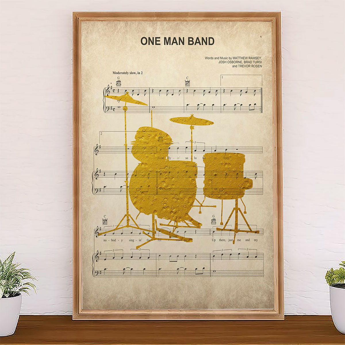 Drumming Canvas One Man Band Song Lyrics | Wall Art Gift for Drummers