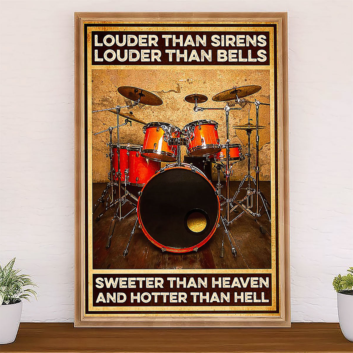 Drumming Canvas Louder Than Sirens, Louder Than Bells | Wall Art Gift for Drummers