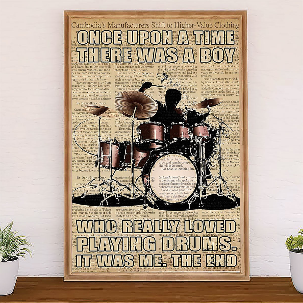 Drumming Poster There Was A Boy Who Really Loved Playing Drums | Wall Art Gift for Drummers
