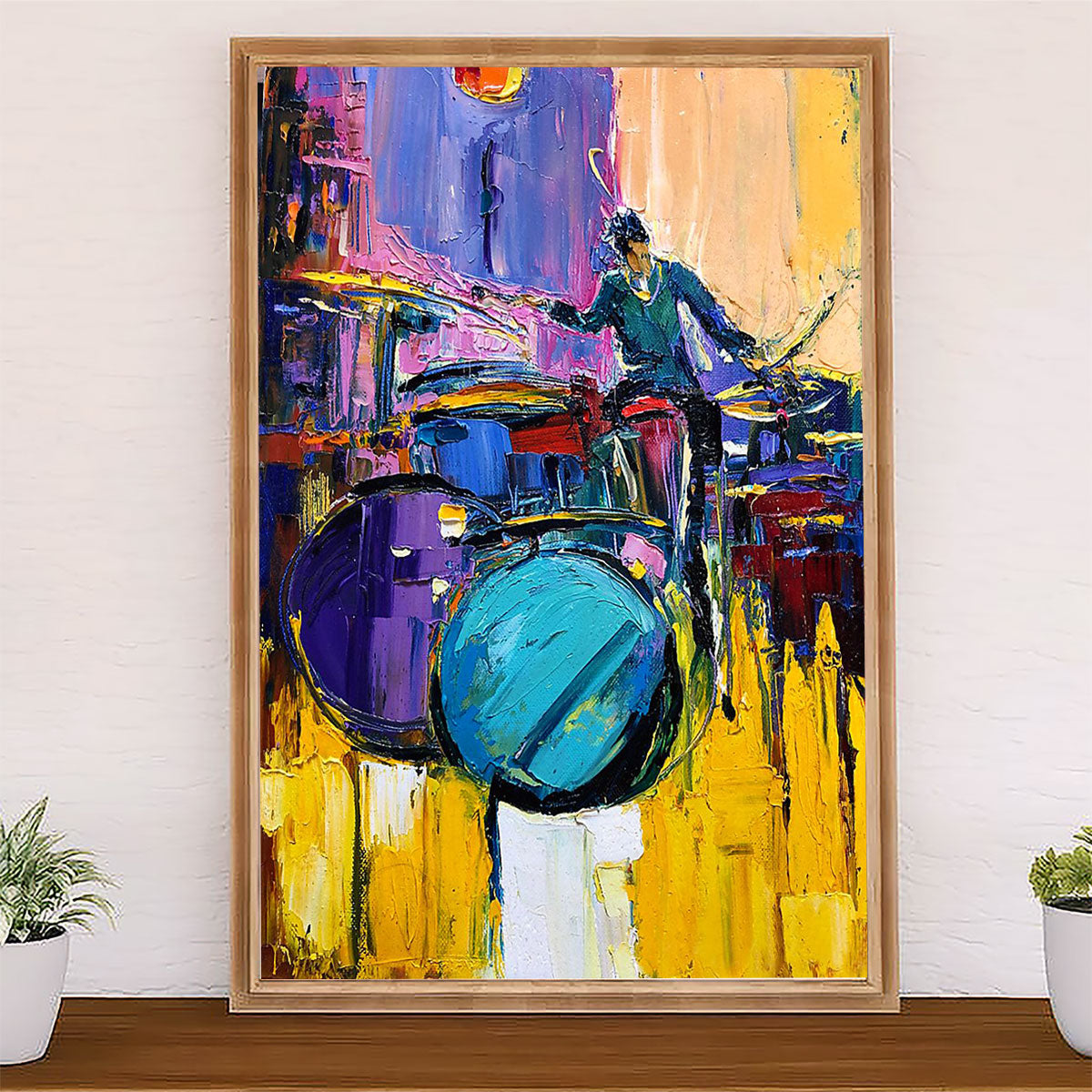 Drumming Canvas Drummer Art Painting | Wall Art Gift for Drummers