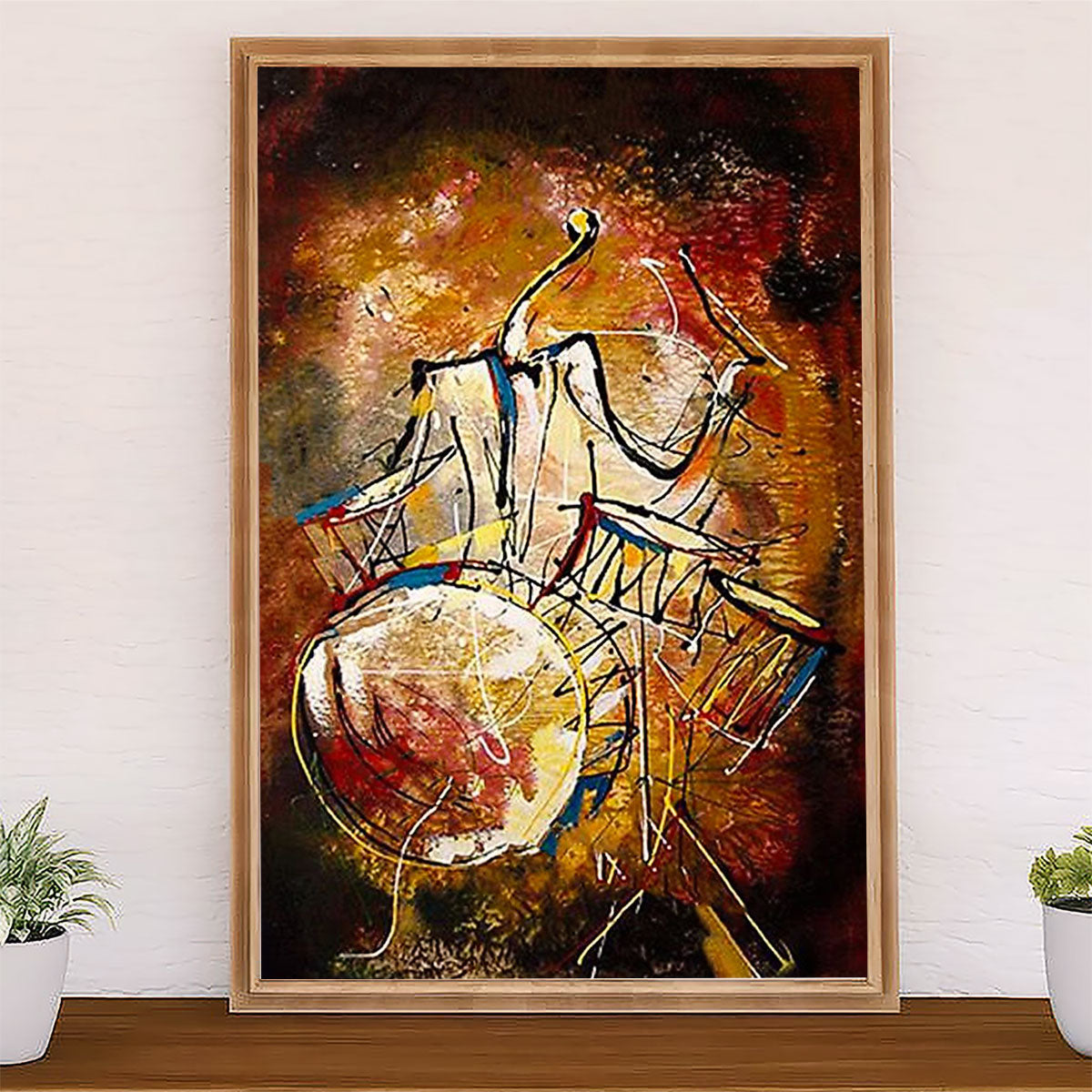 Drumming Canvas Drummer Art Painting | Wall Art Gift for Drummers