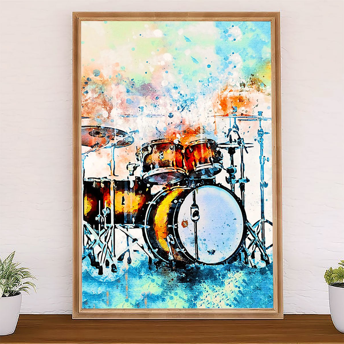 Drumming Canvas Drum Set Art Painting | Wall Art Gift for Drummers