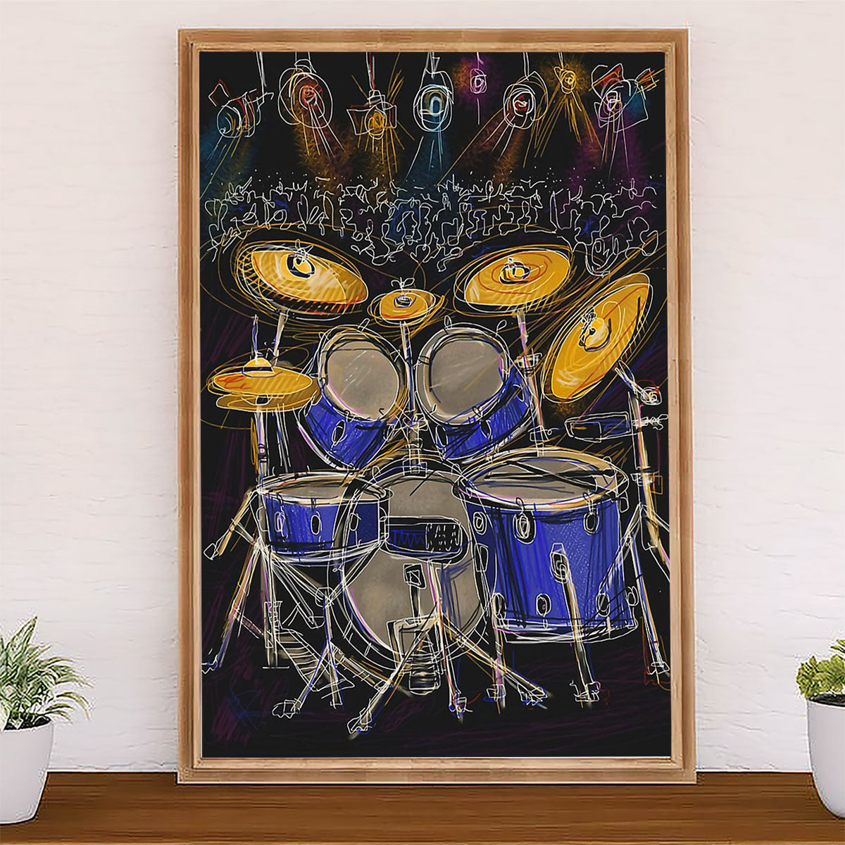 Drumming Canvas Drum Set Art Painting | Wall Art Gift for Drummers