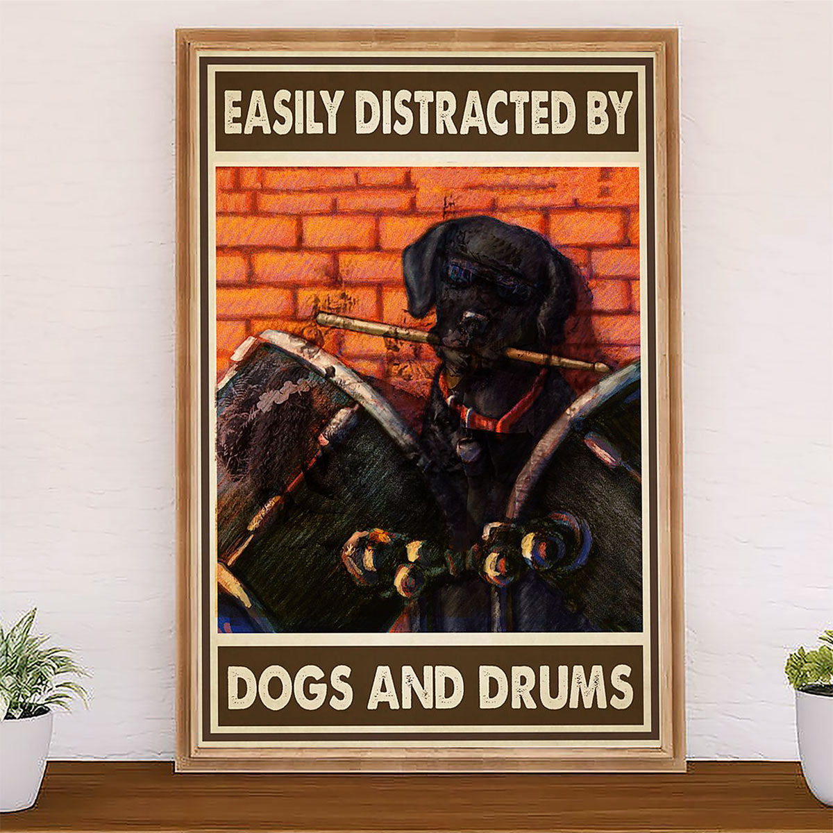 Drumming Canvas Easily Distracted by Dogs & Drums | Wall Art Gift for Drummers