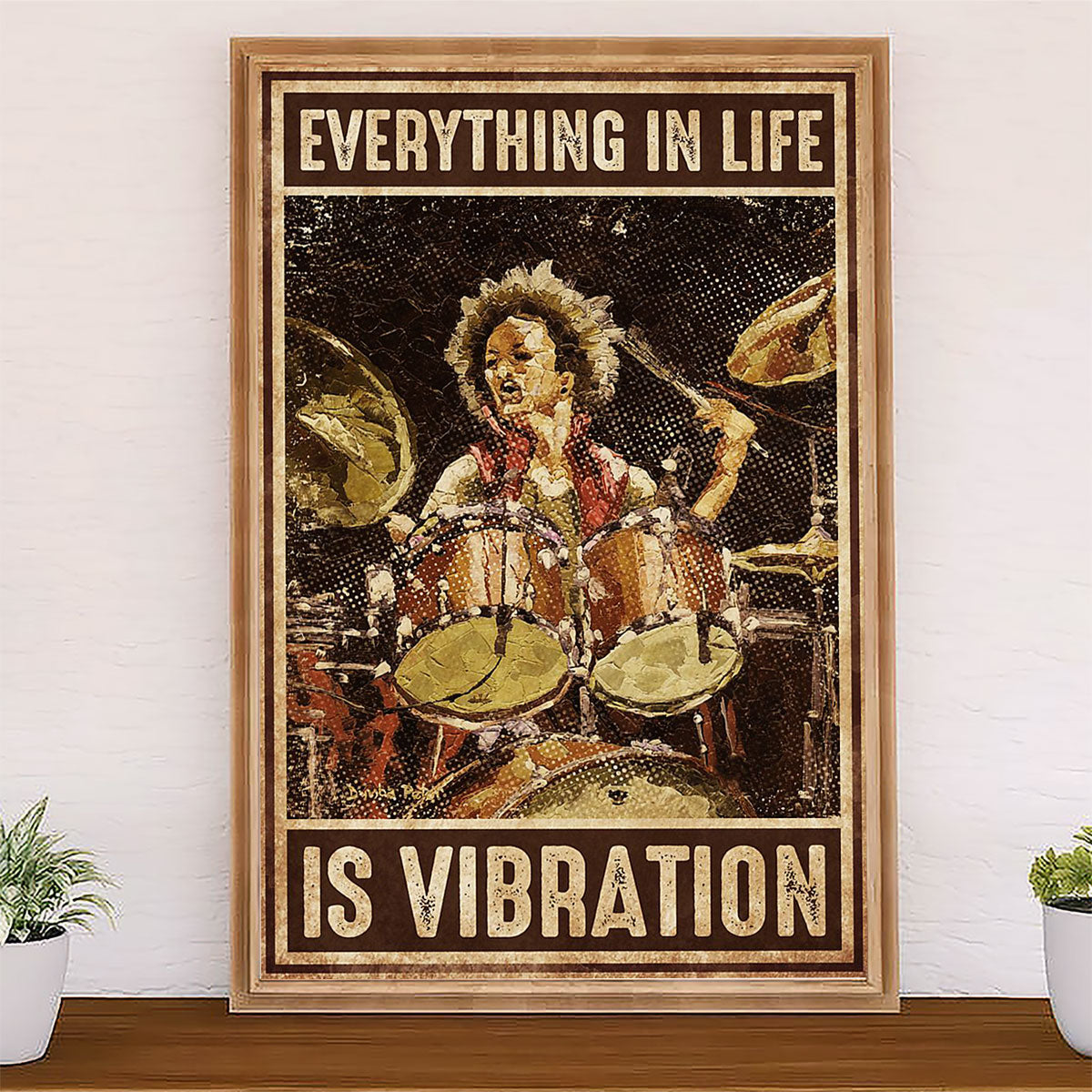 Drumming Canvas Everything In Life Is Vibration | Wall Art Gift for Drummers