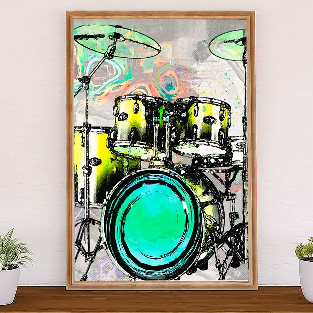 Drumming Canvas Drum Set Art Painting | Wall Art Gift for Drummers