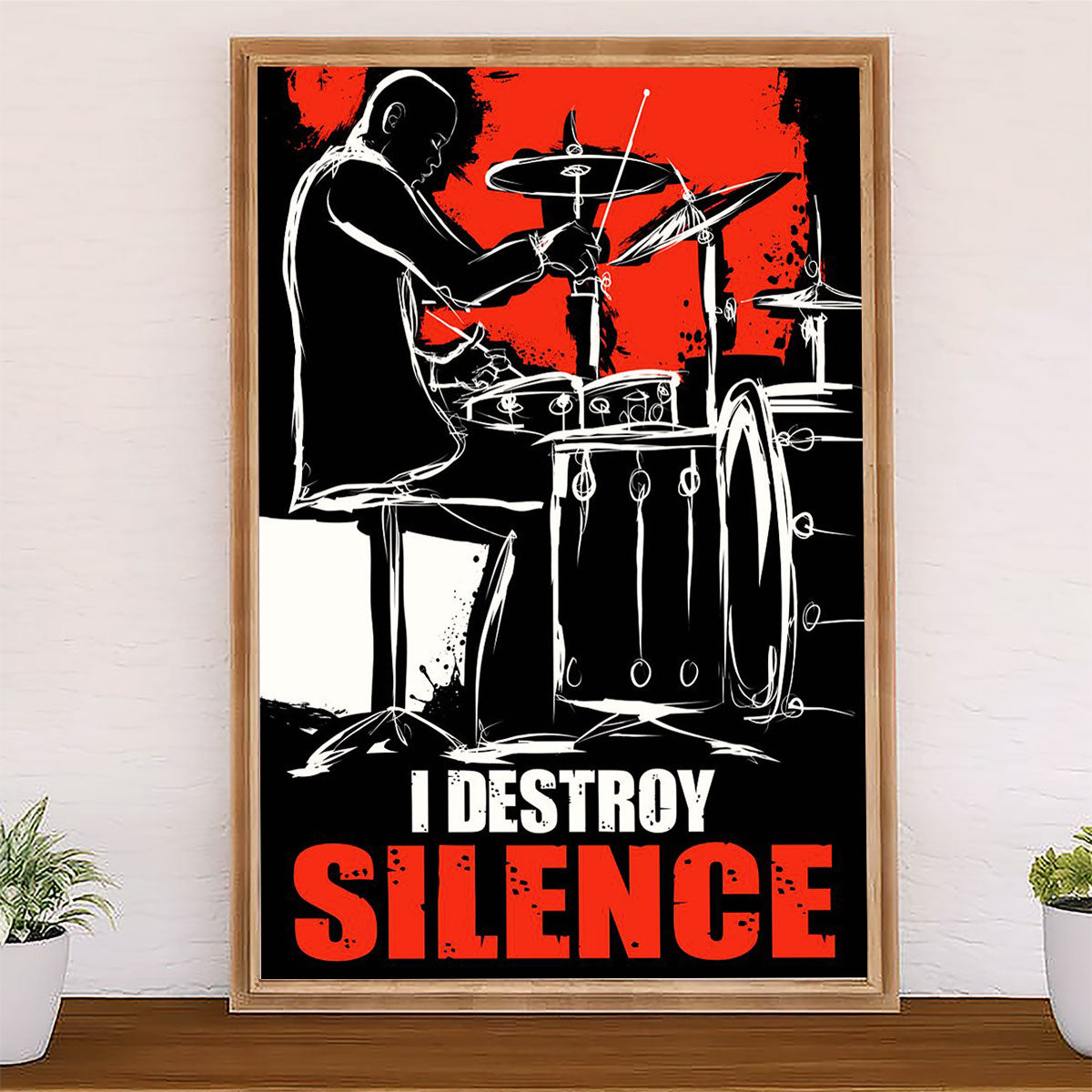 Drumming Canvas I Destroy Silence | Wall Art Gift for Drummers