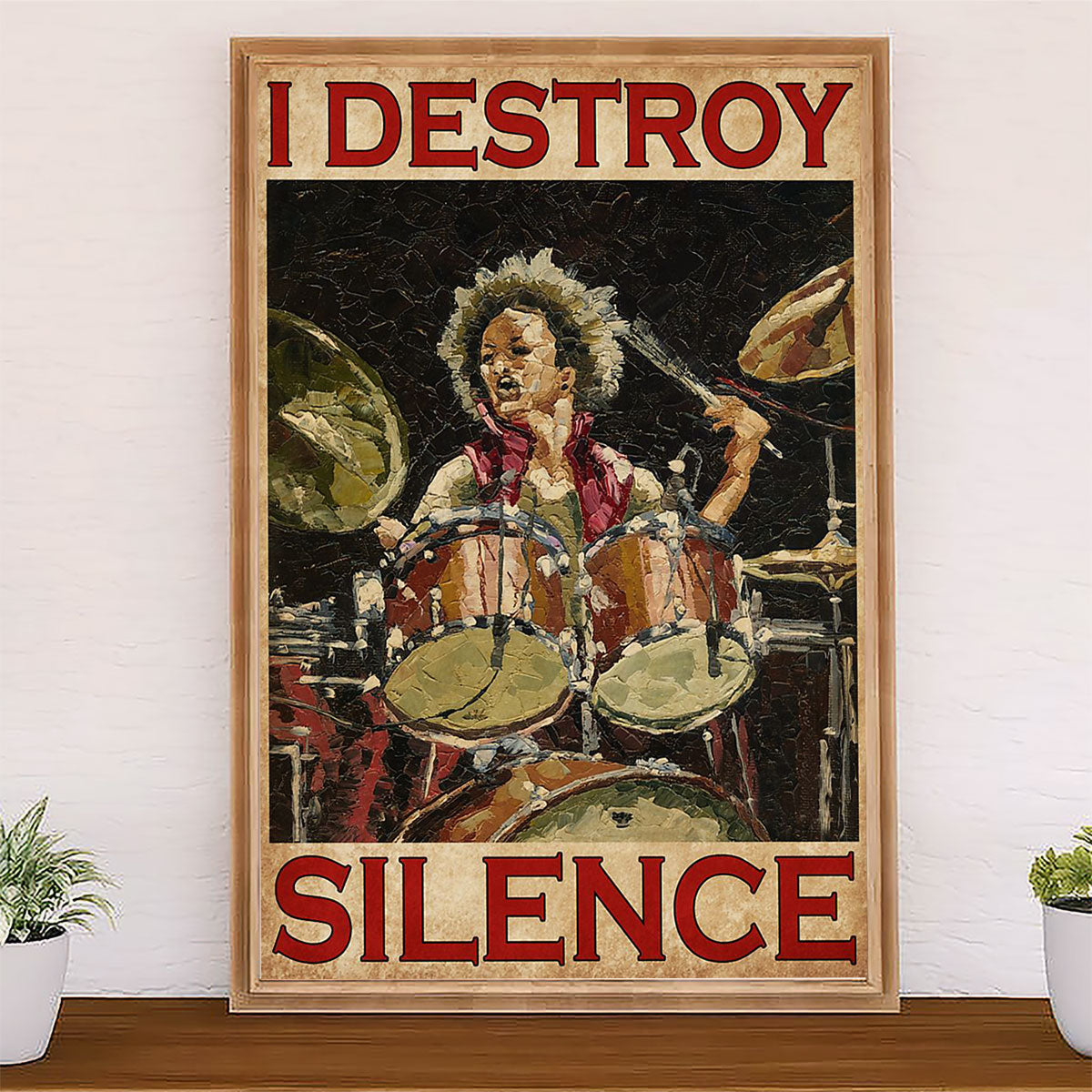 Drumming Poster I Destroy Silence | Wall Art Gift for Drummers