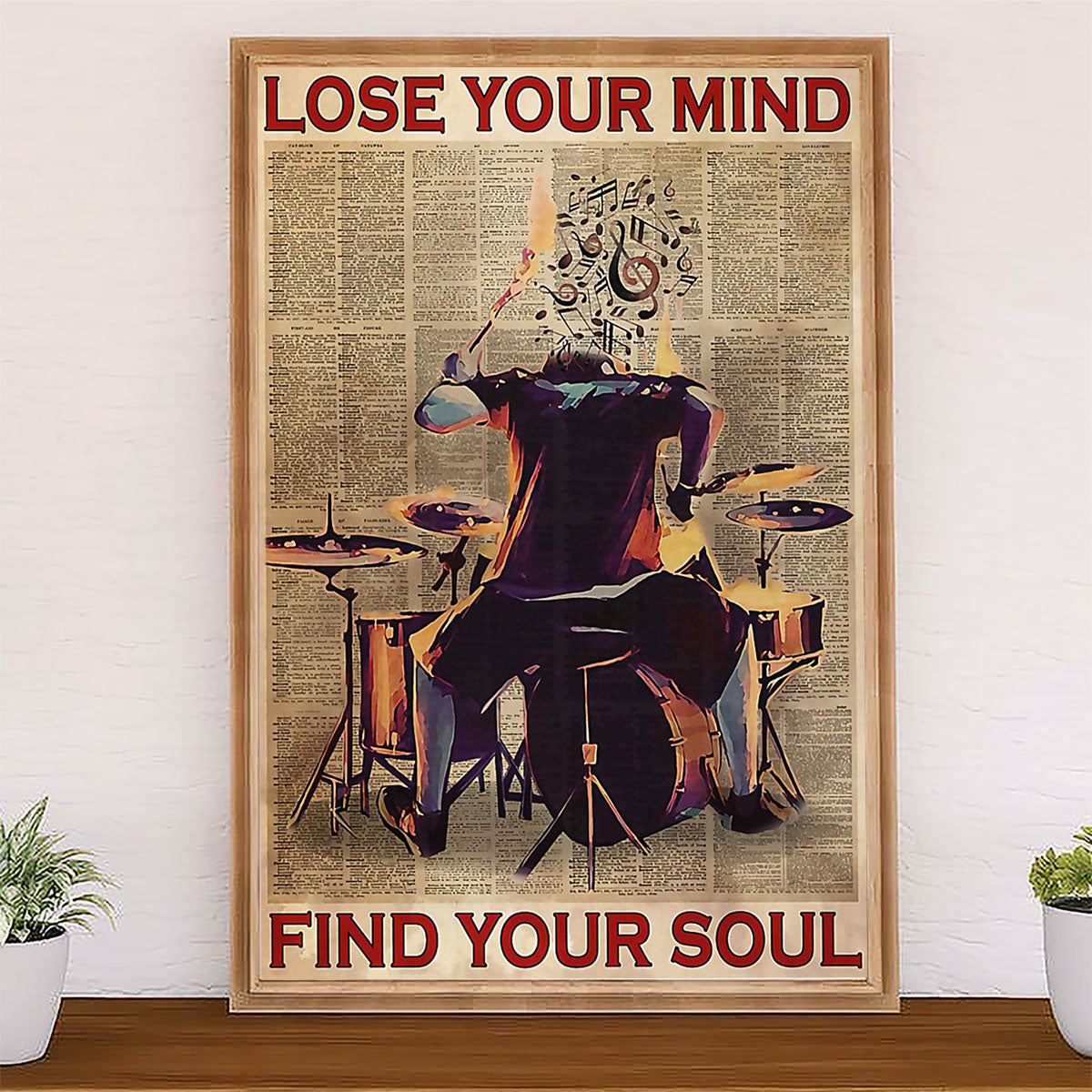 Drumming Poster Lose Your Mind, Find Your Soul | Wall Art Gift for Drummers