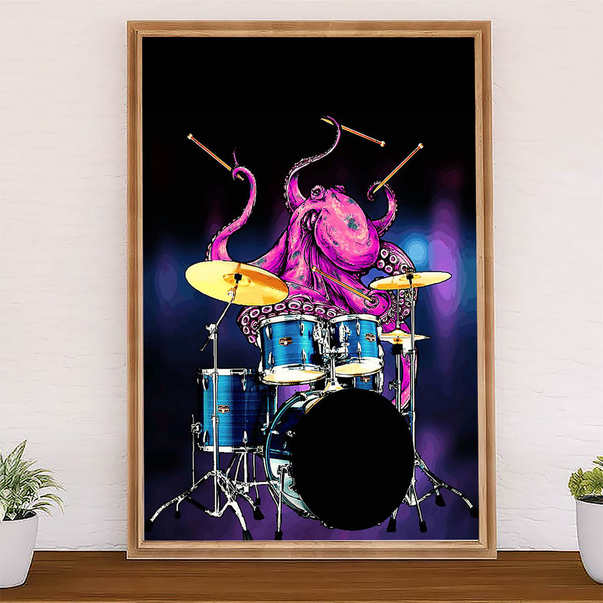Drumming Poster Octopus Drummer Art Painting | Wall Art Gift for Drummers