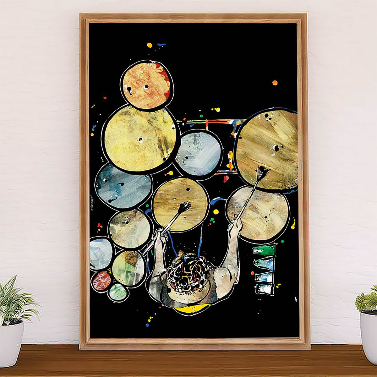 Drumming Canvas Drummer Art Painting | Wall Art Gift for Drummers