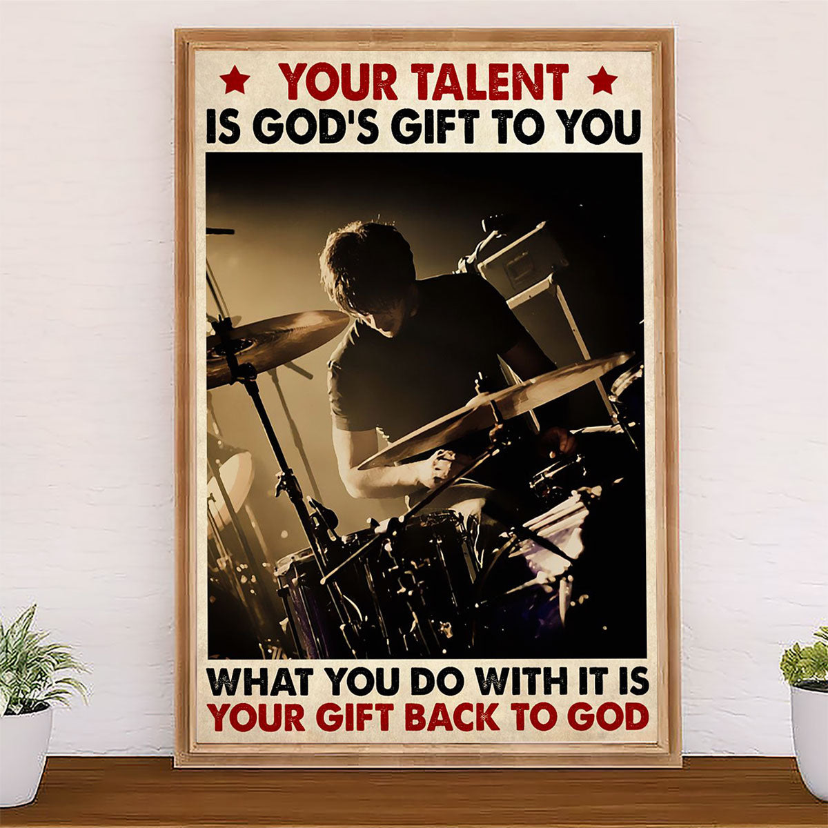 Drumming Canvas Your Talent Is God's Gift To You | Wall Art Gift for Drummers