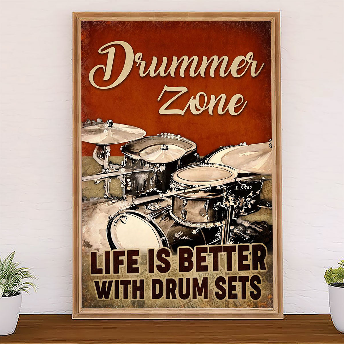 Drumming Canvas Drummer Zone - Life Is Better With Drum Sets | Wall Art Gift for Drummers