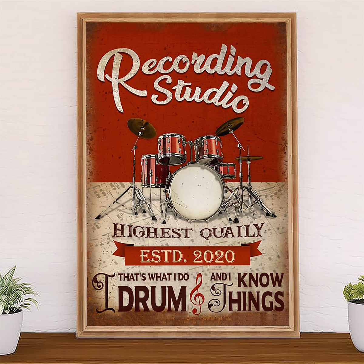 Drumming Poster Recording Studio - Highest Quality | Wall Art Gift for Drummers