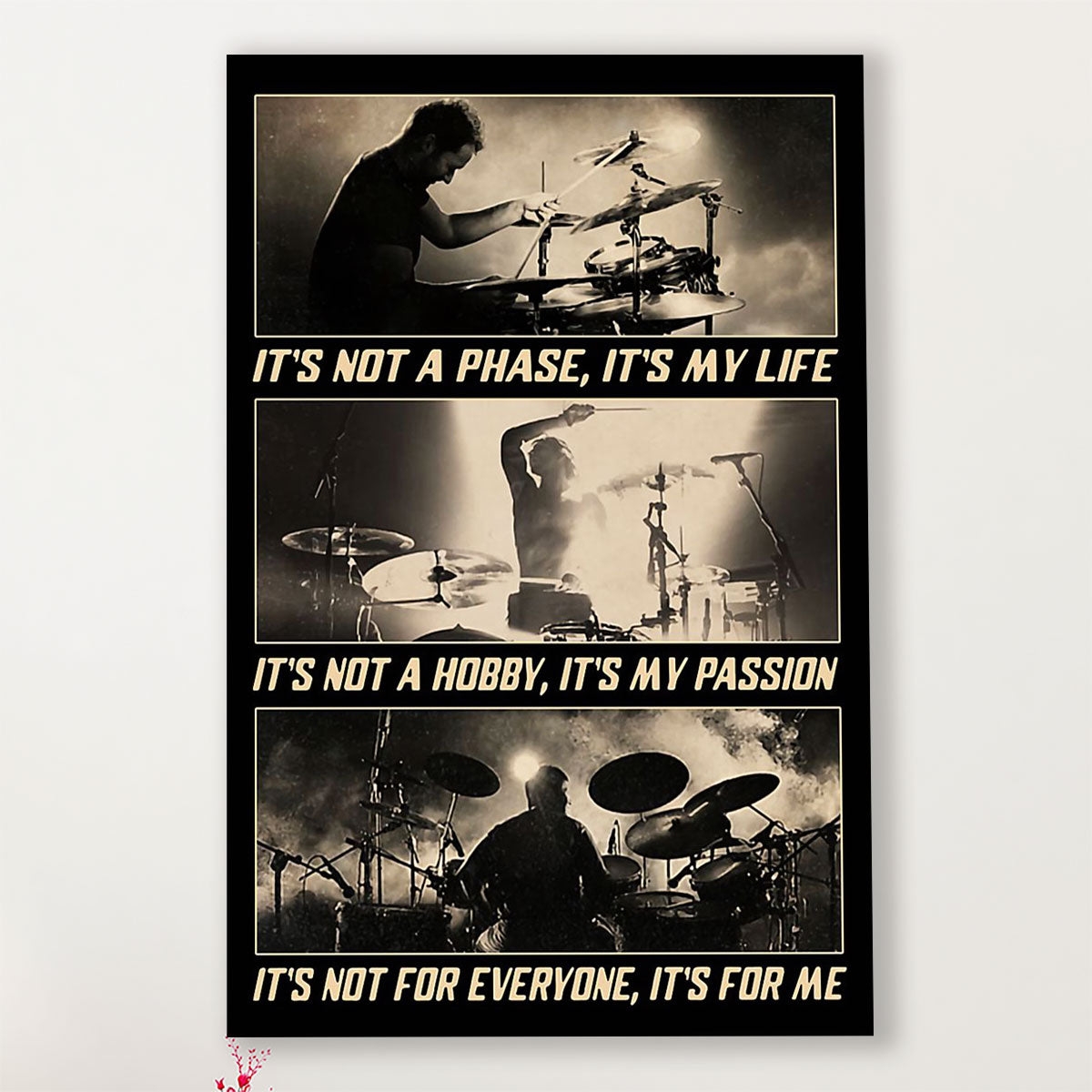Drumming Canvas It's Not A Phase, It's My Life | Wall Art Gift for Drummers