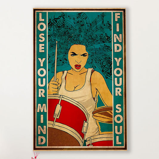 Drumming Canvas Lose Your Mind, Find Your Soul | Wall Art Gift for Drummers