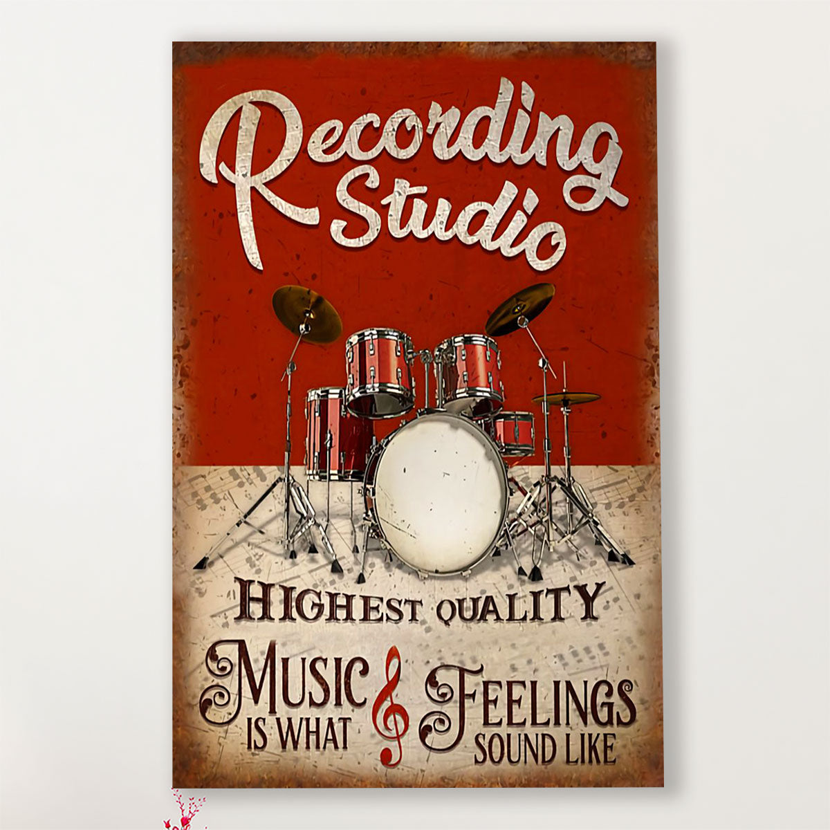 Drumming Poster Recording Studio, Highest Quality | Wall Art Gift for Drummers