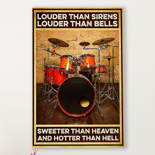 Drumming Canvas Louder Than Sirens, Louder Than Bells | Wall Art Gift for Drummers