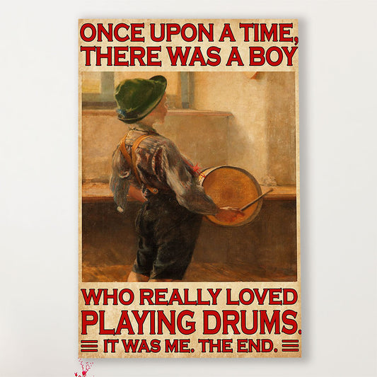 Drumming Canvas There Was A Boy Who Really Loved Playing Drums | Wall Art Gift for Drummers