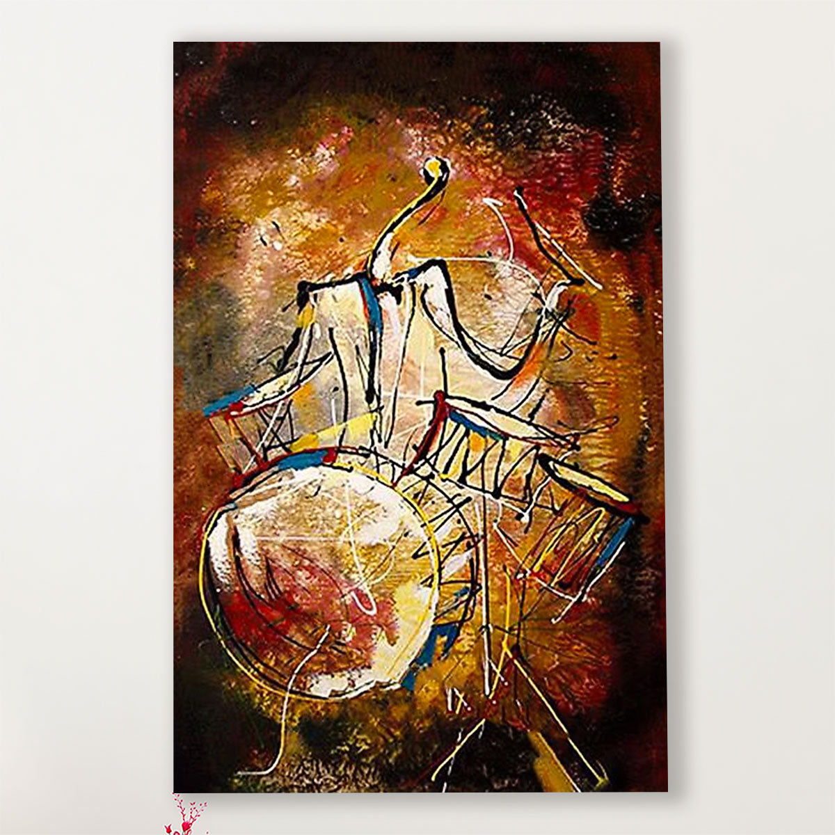 Drumming Canvas Drummer Art Painting | Wall Art Gift for Drummers