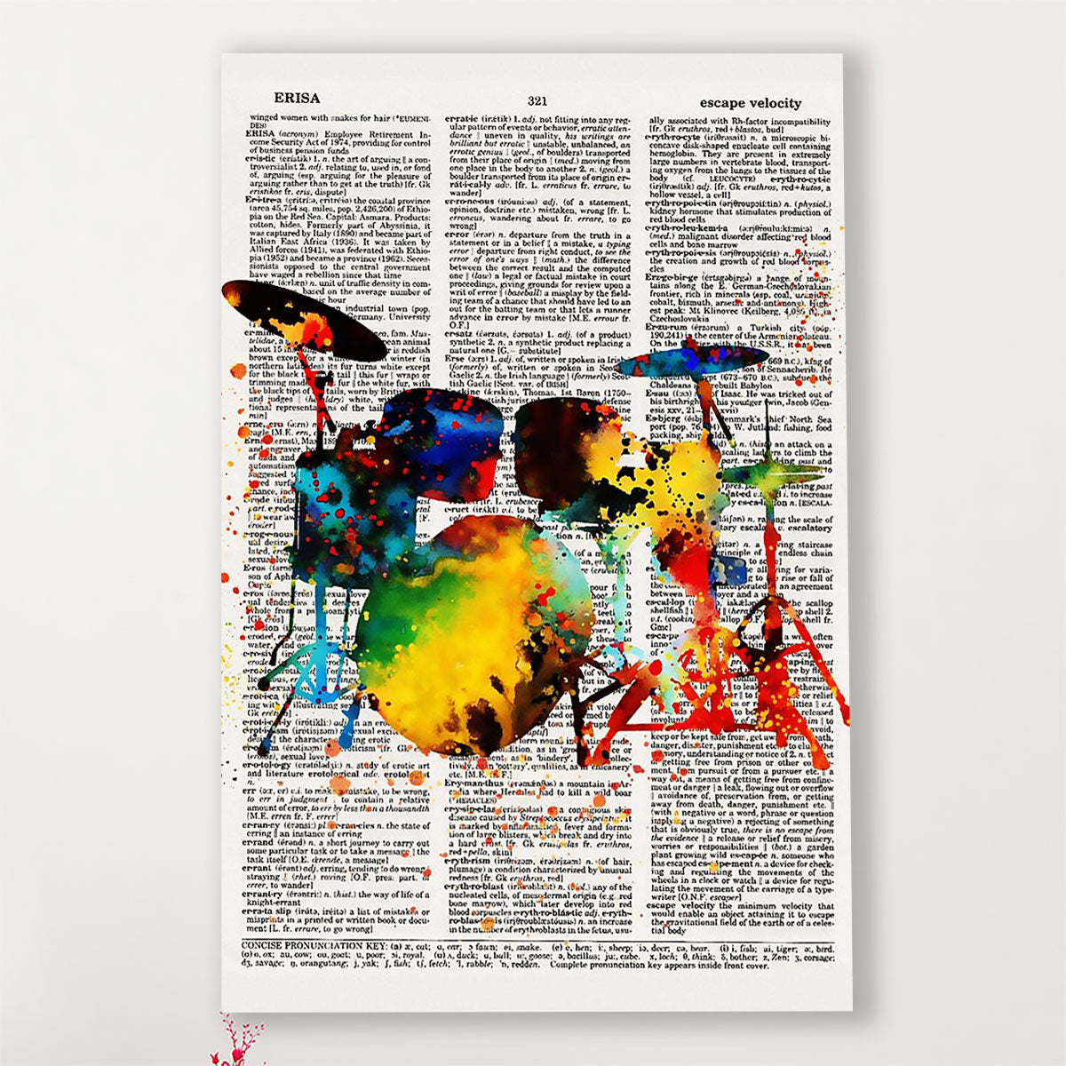 Drumming Canvas Drum Set Art Painting | Wall Art Gift for Drummers