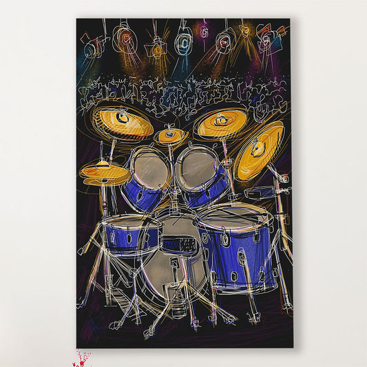 Drumming Canvas Drum Set Art Painting | Wall Art Gift for Drummers