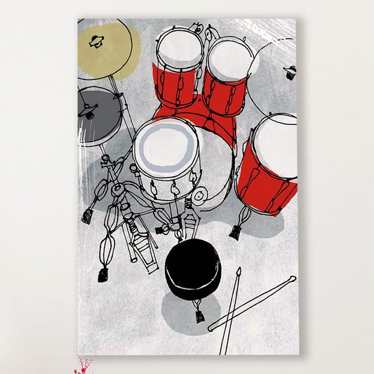 Drumming Canvas Drum Set Art Painting | Wall Art Gift for Drummers