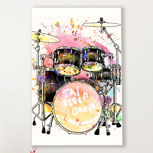 Drumming Canvas Eat, Sleep, Drum | Wall Art Gift for Drummers