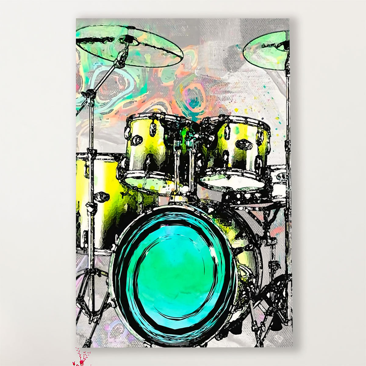 Drumming Canvas Drum Set Art Painting | Wall Art Gift for Drummers