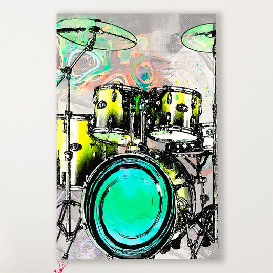 Drumming Canvas Drum Set Art Painting | Wall Art Gift for Drummers