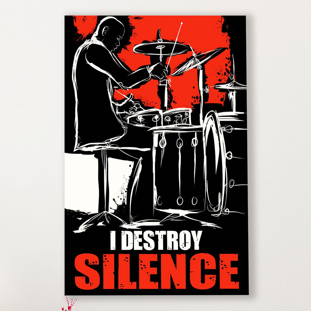 Drumming Canvas I Destroy Silence | Wall Art Gift for Drummers