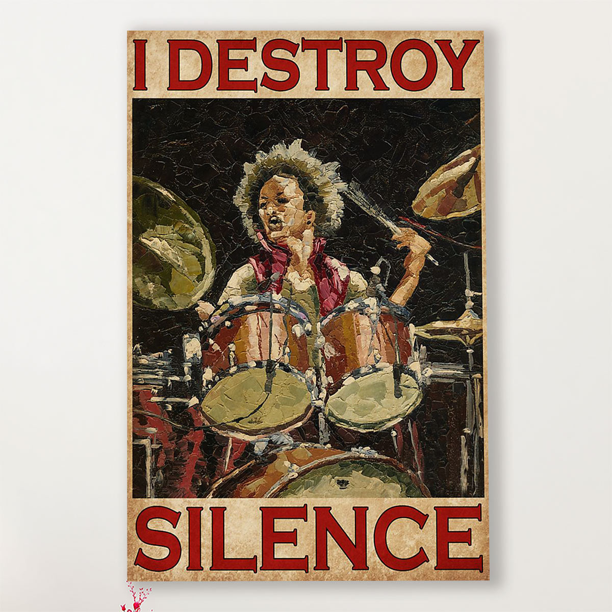 Drumming Canvas I Destroy Silence | Wall Art Gift for Drummers