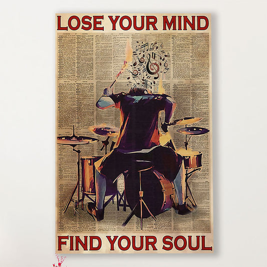 Drumming Canvas Lose Your Mind, Find Your Soul | Wall Art Gift for Drummers