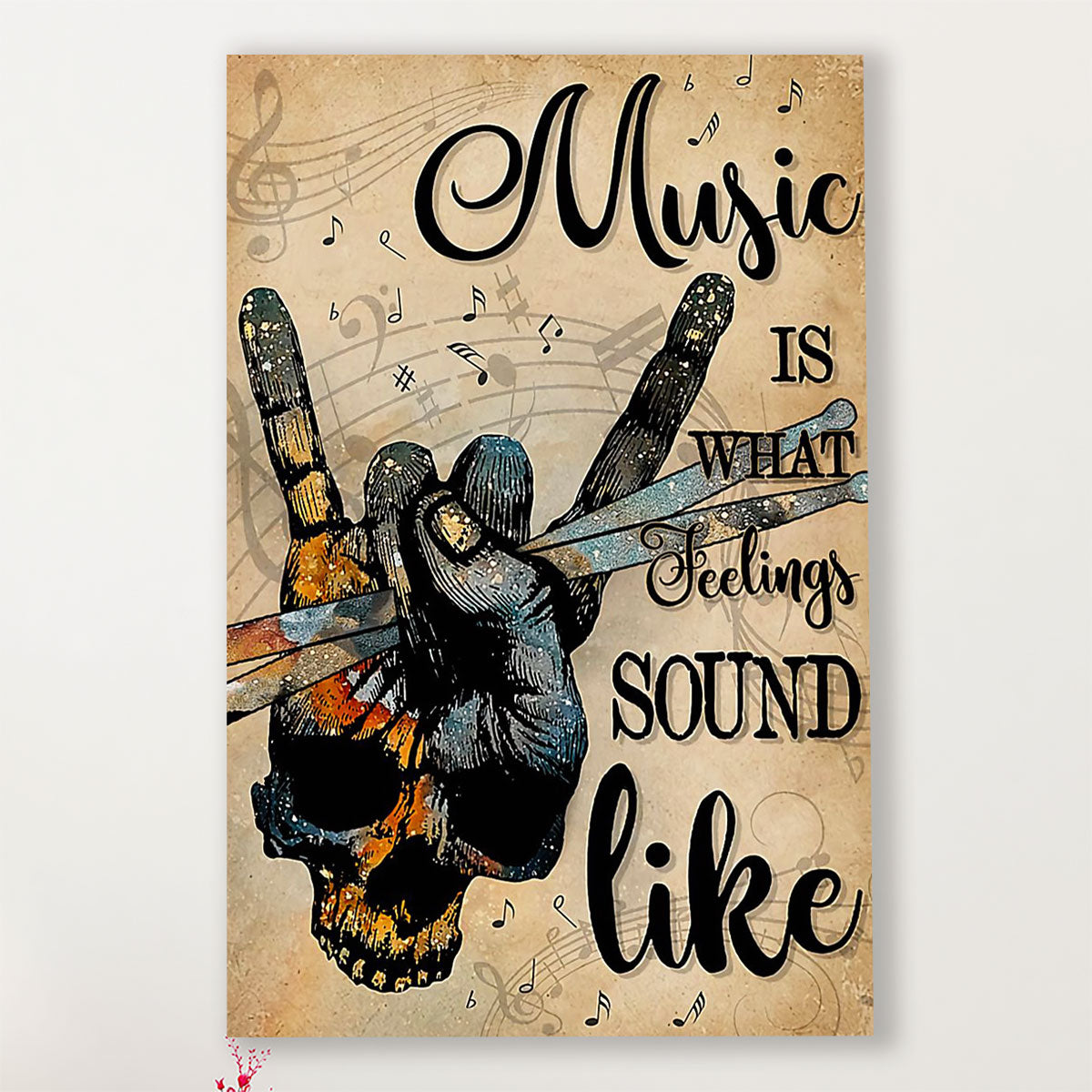 Drumming Canvas Music Is What Feelings Sound Like | Wall Art Gift for Drummers