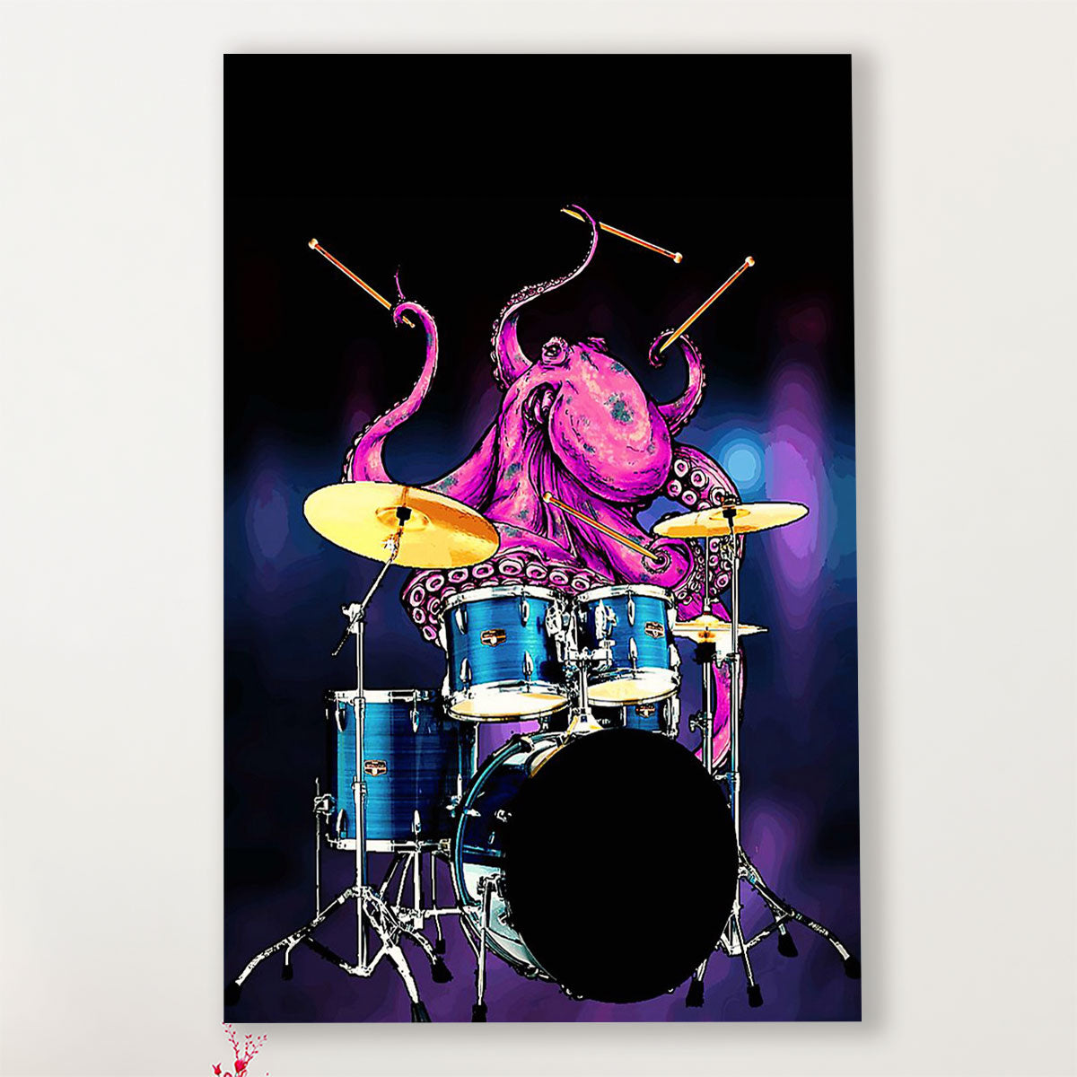 Drumming Poster Octopus Drummer Art Painting | Wall Art Gift for Drummers
