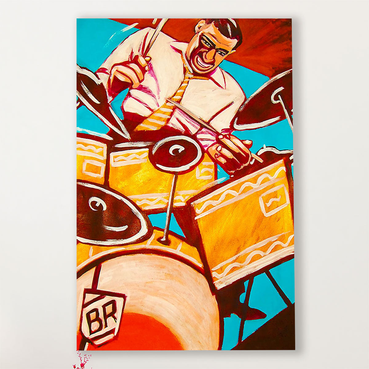 Drumming Canvas Drummer Art Painting | Wall Art Gift for Drummers