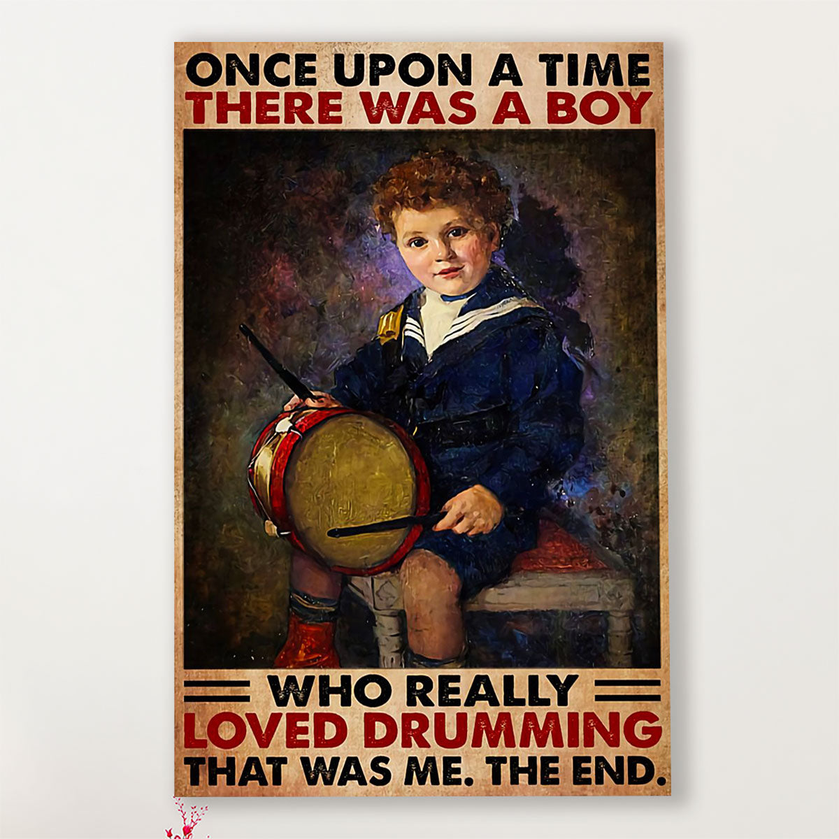 Drumming Canvas There Was A Boy Who Really Loved Drumming | Wall Art Gift for Drummers
