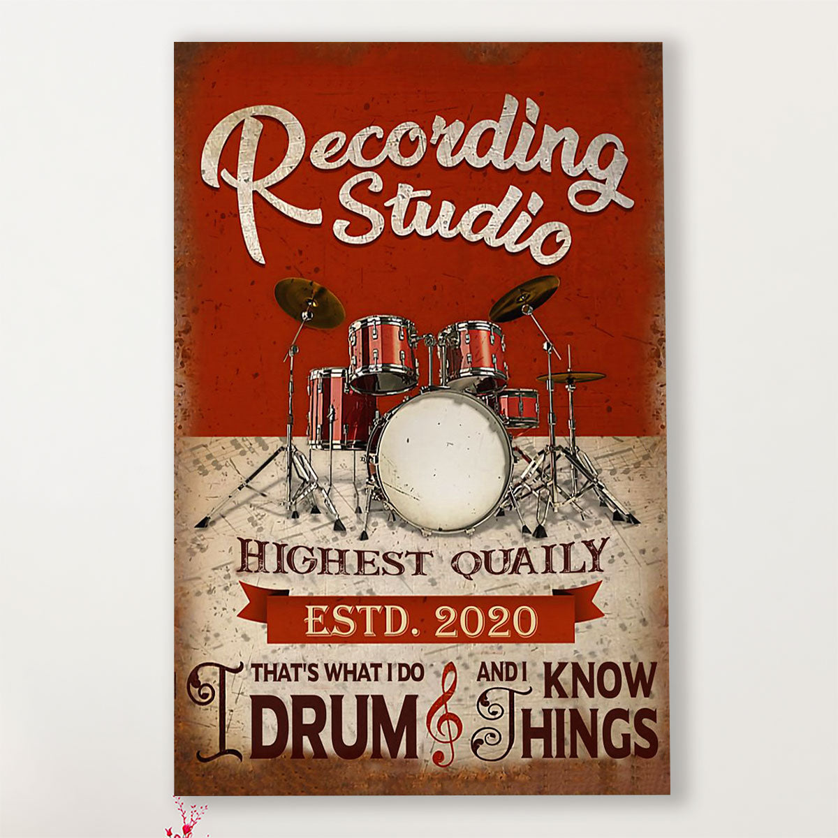 Drumming Canvas Recording Studio - Highest Quality | Wall Art Gift for Drummers