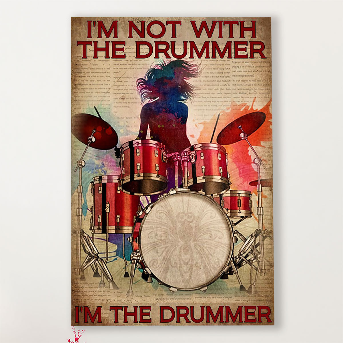 Drumming Canvas I'm Not With The Drummer | Wall Art Gift for Drummers
