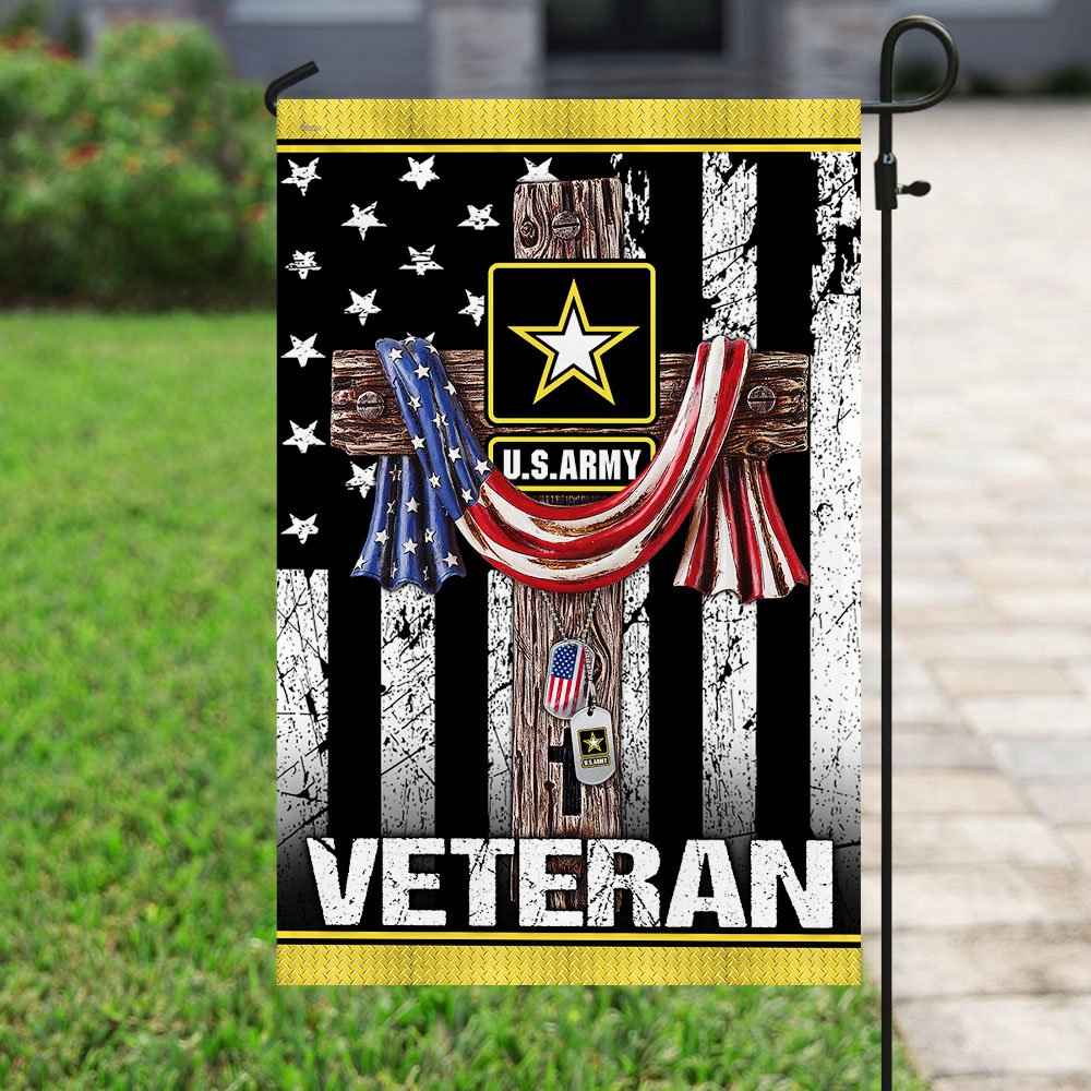 Christian Jesus Cross. U.S Army Veteran Flag