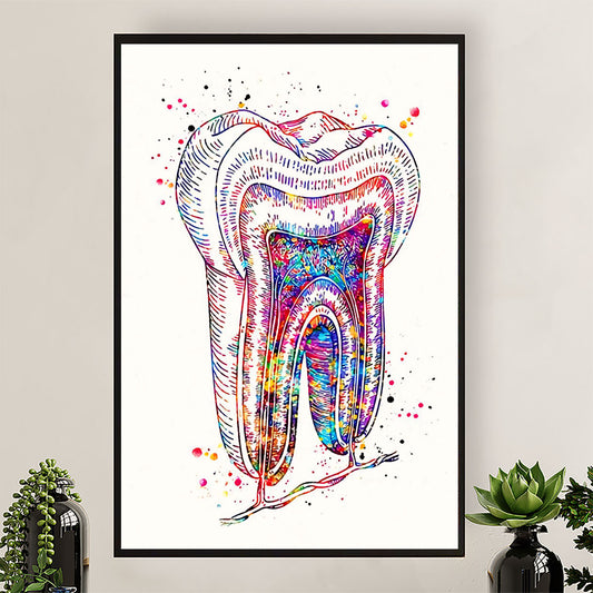 Dental Poster Watercolor Tooth Art Painting | Wall Art Gift for Dentist