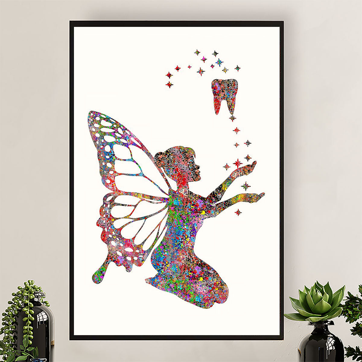 Dental Canvas Tinker Bell Tooth | Wall Art Gift for Dentist