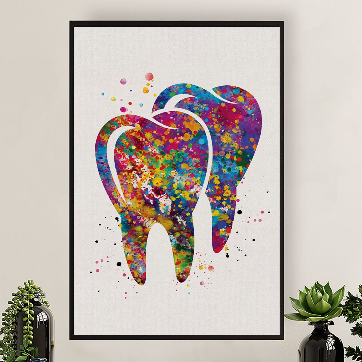 Dental Canvas Watercolor Tooth Art Painting | Wall Art Gift for Dentist